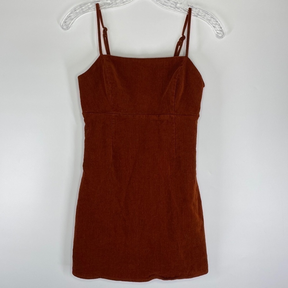 Lottie Moss Burnt Orange Corduroy Spaghetti Strap Short Mini Dress Small